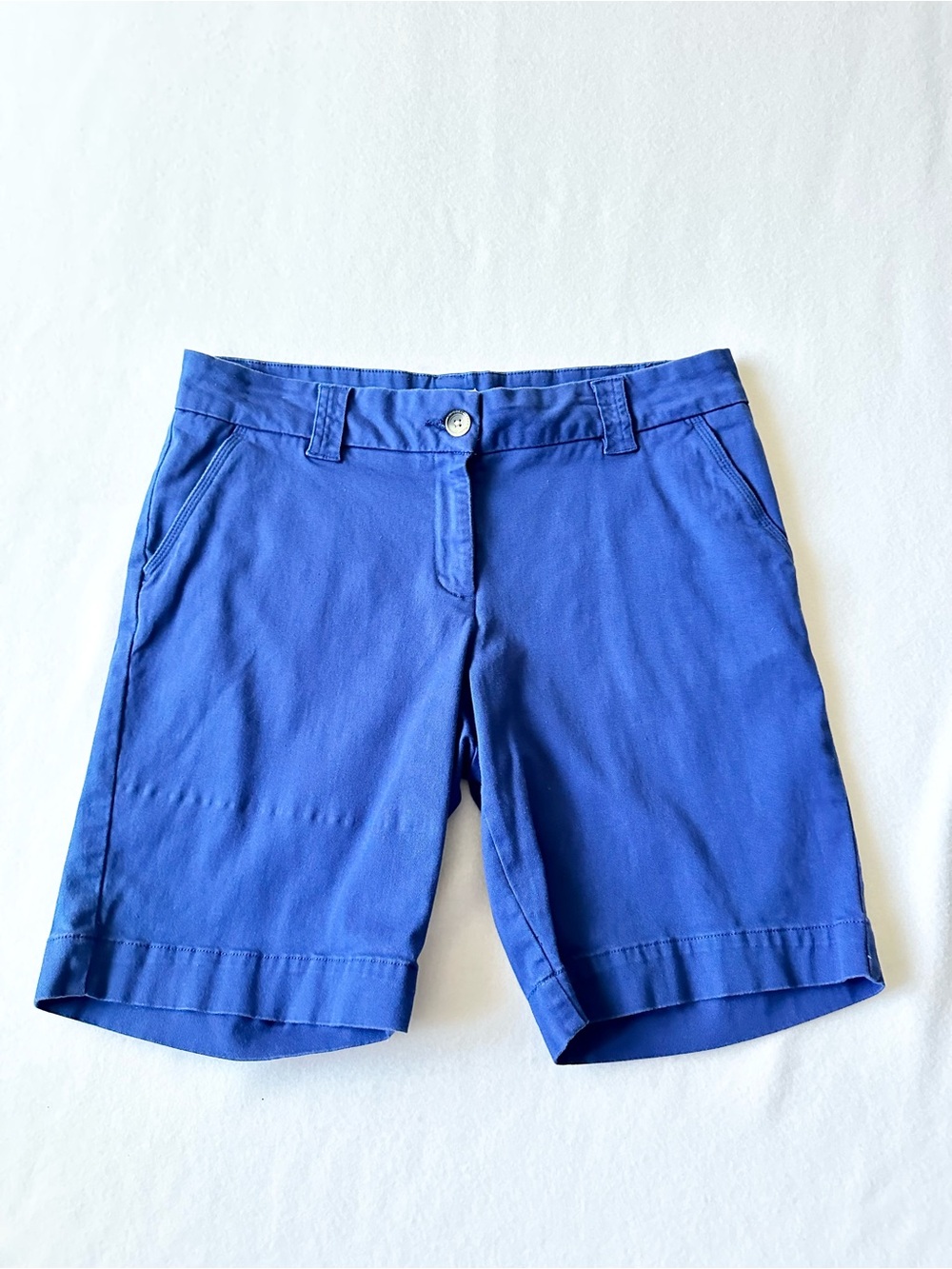 Magellan Women Bermuda Shorts Size 12 Cobalt Blue Stretch Cotton Mid Rise